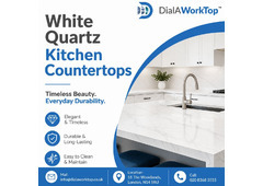 White Quartz Kitchen Countertops | +44 020 83685555 | DialAWorkTop
